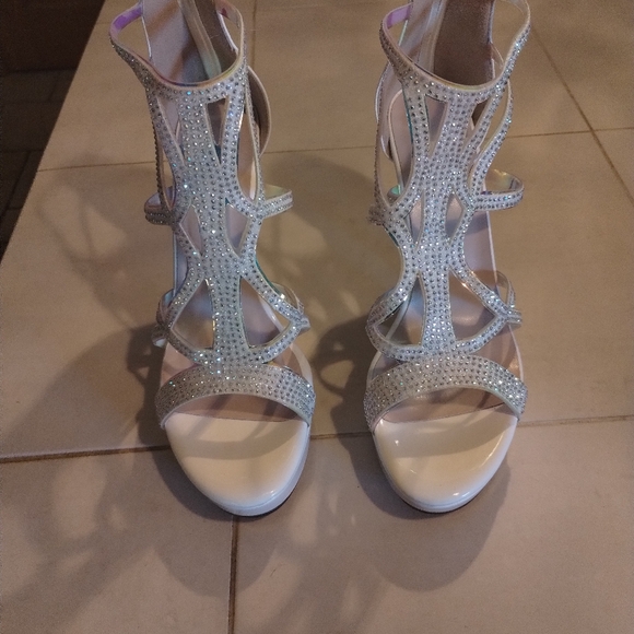 Eldof open toe strappy rhinestones stilettos size 8 1/2 - Picture 4 of 7
